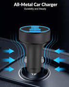 for iPhone 17 16 15 Pro Max Car Charger, 2-Pack 90W 4-Port Car Charger USB C Fast Charge Cigarette Lighter Adapter Accessories with 240W 3FT USB C Cable for iPhone 17/17 Pro/Air/16/15 Pro Max, Android