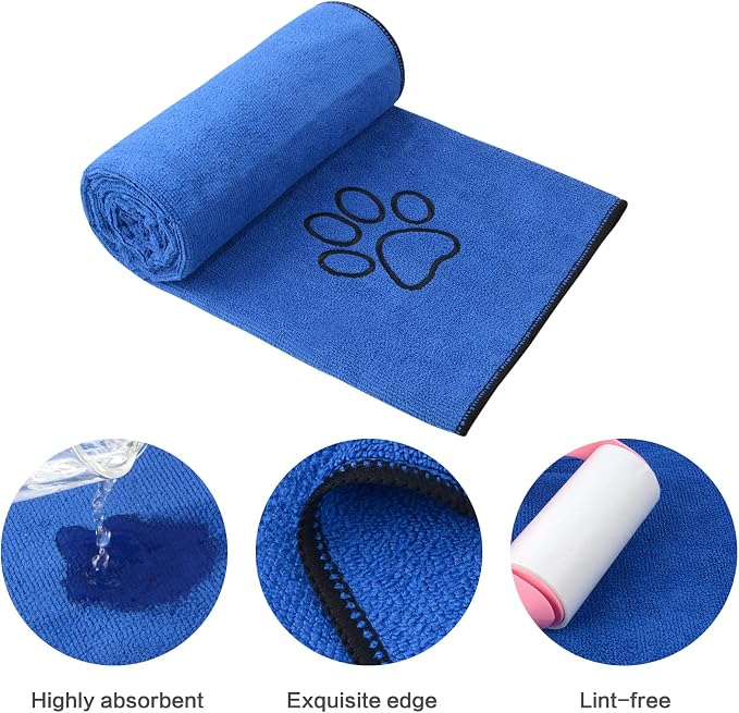 Dog Towel Super Absorbent Pet Bath Towel Microfiber Dog Drying Towel for Small, Medium, Large Dogs and Cats 30inch x 50inch Dark-Blue