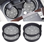 Car Cup Coaster Universal Non-Slip Cup Holders Bling Crystal Rhinestone Car Interior Accessories 4 Pack Black Whole Rhinestone