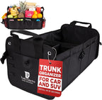 Car Organizers and Storage Premium Adjustable Multi Compartments Car Storage Organizer | Portable and Foldable SUV Trunk Organizer for Car (Standard Size, 20.86"L x 13.4"W x 10"H )-Black