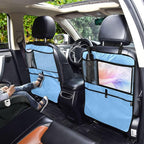 Lake Blue Car Seat Organizer for Kids Backseat Kick Mat with Adjustable Strap Back Seat Protector for SUV Cars Vehicle 2 Pcs