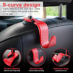 Car Purse Hook, Headrest Hook for Car, 4 Pack Universal Auto Car Seat Headrest Hook Hangers Organizer for Purse Coat Umbrellas Grocery Bags Handbag, Car Accessories - Carbon Fiber Red