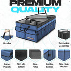 Trunk Organizer with Cooler For SUV Car Trunk, Foldable Storage, Car Accessories for Women Men, Collapsible Bag, 600D Oxford, Non Slip Bottom, Straps, Soft Cover (105L)