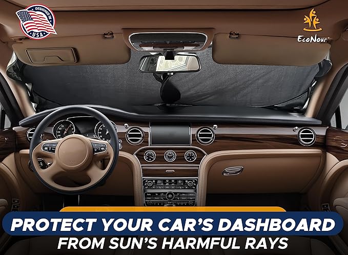 Foldable Sunshade for Car Windshield | Dashboard Shield for Your Vehicle | Auto Window Shades for UV Rays and Sun Screen Protection | XXXX-Large (75 inches x 37 inches)