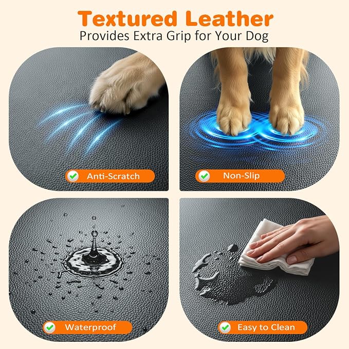 PU Leather Backseat Extender for Dogs, Hard Bottom Dog Car Seat Cover for Back Seat, Holds 400 LBS, Waterproof Dog Car Hammock Anti-Scratch Pet Rear Seat Protector Travel Bed for Car and SUV