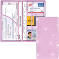 Car Registration and Insurance Holder, Car Accessories Vehicle Glove Box Car Organizer Men Women Wallet Case with Magnetic Shut for Cards, Essential Document, Driver License, Bling Pink