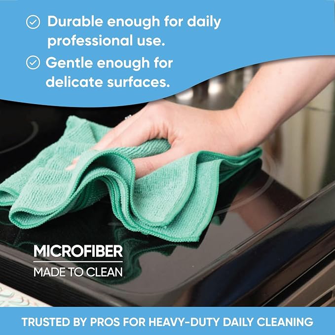 Bulk 12” X 12” All Purpose Microfiber Towels Wholesale - Case Quantity (400 Count) | No Fraying | High Density Microfiber | Zero Chemical Cleaner | Long-Lasting (Blue)