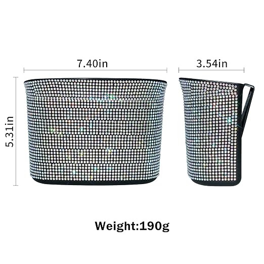 Car Trash Can, Hanging Trash Bin, Leakproof Garbage Organizer, Bling Vehicle Waste Basket, Mini Dustbin Container with Clip for Car, Office, Kitchen, Bedroom, Home and More, Multicolor