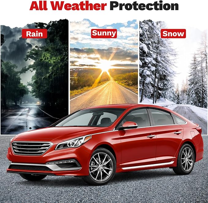 Sonata Rain Guards - Window Visors for Hyundai Sonata 2015-2019, Outside-Mount Tape-On Side Window Wind Deflectors for Hyundai Sonata Accessories, Vent Visors Shades Rainproof Black 4PCS