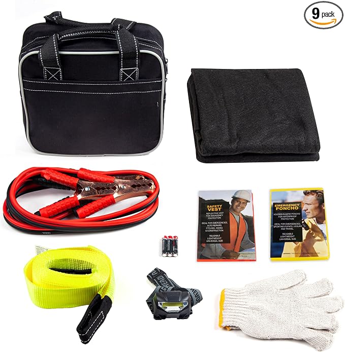 Heavy Duty and Portable Ultimate Car Emergency Kit for Roadside Auto Safety Emergencies