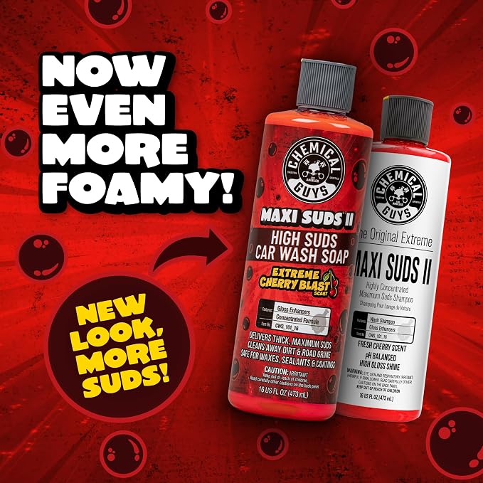 CWS_101 Maxi-Suds II Foaming Car Wash Soap (Works with Foam Cannons/Guns or Bucket Washes) Safe for Cars, Trucks, Motorcycles, RVs & More, 128 fl oz (1 Gallon), Cherry Scent