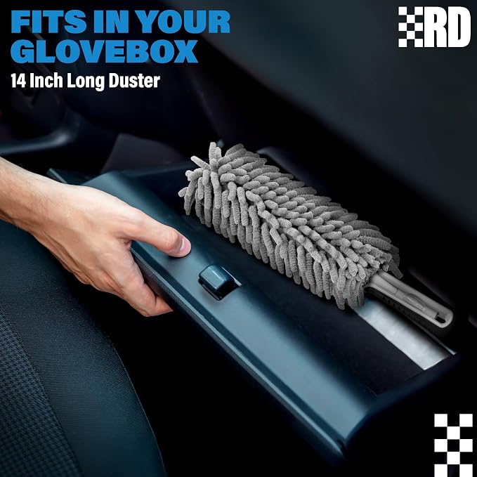 Car Duster Interior 14" – Ultimate Dash Duster for Women & Men, Chenille Car Accessories Interior, Lint & Scratch-Free