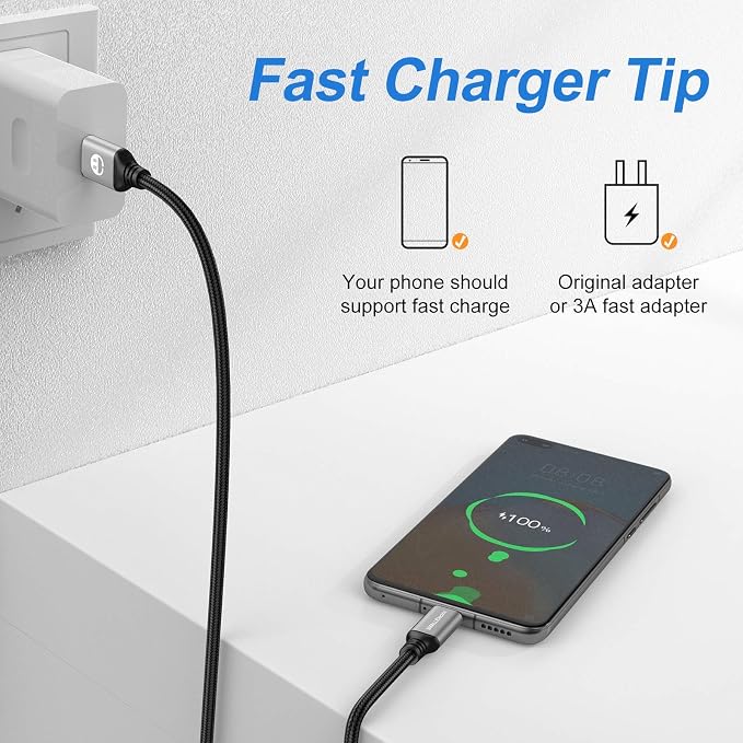 USB to USB C Cable 5 Pack 6FT, A to Type C Fast Charger Cord | 3A braided USB A to C charging cords for iPhone 17 16 15, Samsung Galaxy, LG; 5 pack for home, office, car and travel(Silver)