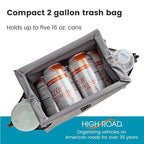 Car Organizer with Car Trash Bin and Tissue Holder - Holds Full Size Tissue Box, Bottles and Wipe Containers - 2 Gal Leakproof Covered Trash Can with Push-Close Lid