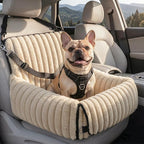 Dog Car Seat for Small/Medium Dogs up to 25 lbs, Multi-Functional Dog Carrier for Car with Detachable Washable Cover, Pet Travel Bed with Clip-On Safety Leash, Brown
