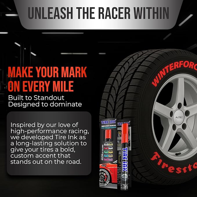 Color Tire Paint Pen - Waterproof Permanent Paint pens for Car Wheels Lettering | Car Wash Safe and Durable | Made in Japan