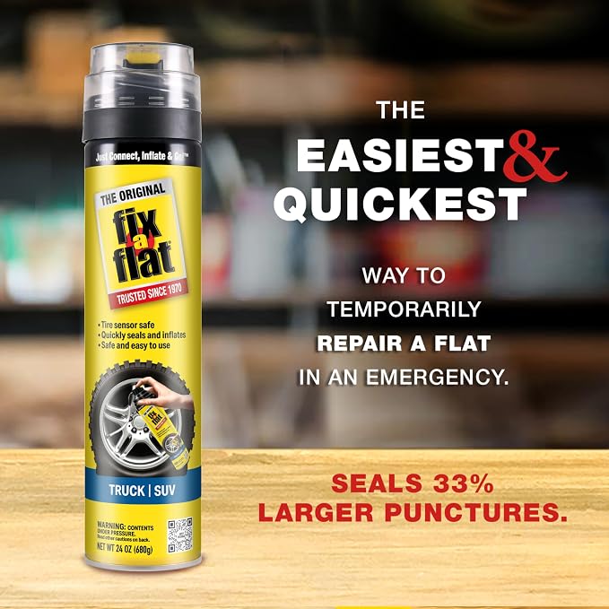 S60369 Aerosol Emergency Flat Tire Repair and Inflator, for X-Large Tires, Eco-Friendly Formula, Universal Fit for All Cars, Trucks and SUVs, 24 oz. (Pack of 1)