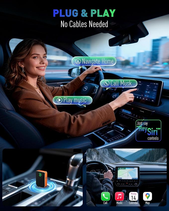 Wireless CarPlay for iPhone, 2026 Upgraded 2-in-1 Android Auto CarPlay Wireless, Convert Wired to Wireless, Fast & Stable, Plug & Play, Compatible with Factory Wired CarPlay Car 2016+