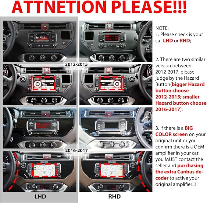 for Kia Rio 2016-2017 RHD Car CarPlay Android Auto Navigation Stereo GPS Radio Reverse Camera Display 9" IPS Touchscreen Headunit Tablet Pad Media Player, if Applicable Quad Core 2G+32G