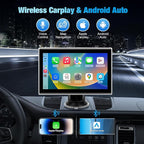 Carplay Screen for Car，7" Portable Wireless Carplay & Android Auto - HD Touchscreen Car Play with Bluetooth, Mirror Link, Live Map,Voice Control, FM Transmit (Silver)