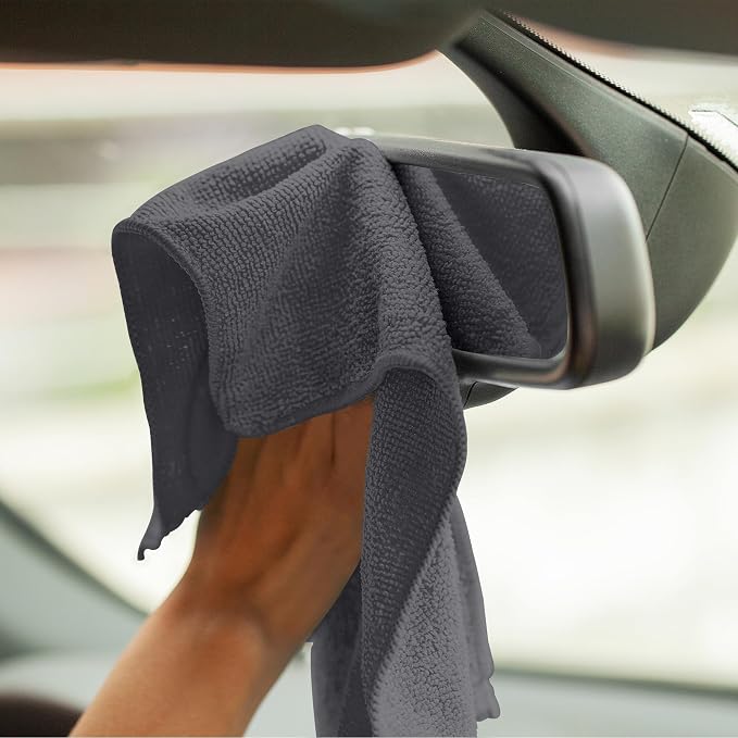 Microfiber Cleaning Cloths (Value Pack of 12) - Size 12 x 12 Inches, Highly Absorbent Cleaning Rags, Lint Free, Reusable and Washable, Microfiber Towels for Cars