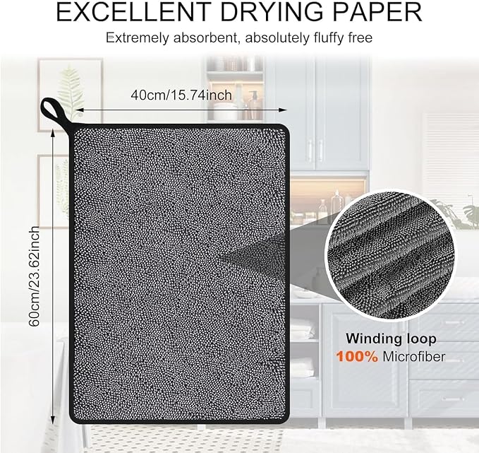 Shiny Shower Cleaning Cloth, Super Absorbent Bath Towels, Shower Doors Drying Towels, Streak Free Glass Window Car Mirror Microfiber Cleaning Cloths (3, 16"X24")