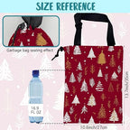 Car Garbage Bag White and Gold Xmas Trees Hanging Canvas Car Trash Bag Drawstring Car Back Seat Organizer for Car Back Front Seat Console with Adjustable Buckle
