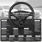 Car Steering Wheel Cover for Medium Standard Size Steering Wheels with 14 1/2-15 inches Outer Diameter, Black and Gray Microfiber Leather