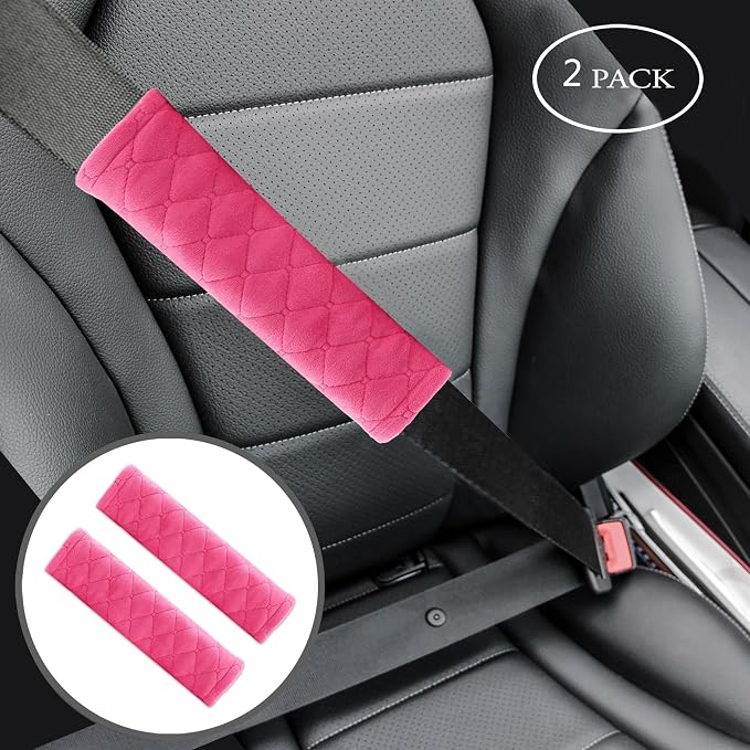 Soft Auto Seat Belt Cover Seatbelt Shoulder Pad Cushions 2 PCS for a More Comfortable Driving Universal Fit for All Cars and Backpack Watermelon Red