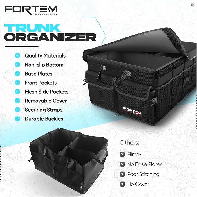 Trunk Organizer For SUV Car Trunk Organizer, Foldable Storage, Car Accessories for Women Men, Collapsible Bag, 600D Oxford, Non Slip Bottom, Straps, Soft Cover (65L)