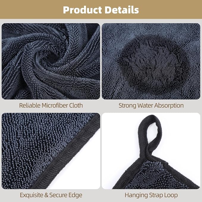 Shiny Wipes Shower Cleaning Cloth - 5 Pack 16 x 16 inch Ultra Absorbent Car Drying Towel, Shiny Wipes Drying Towel Microfiber Cleaning Cloth for Car, Bath & Househood