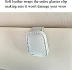 KIWEN Sunglasses Holders for Car Visor, Magnetic Leather Glasses Eyeglass Clip for Car, Ticket Card Clip Sunglasses Mount, Car Visor Accessories Gadgets (1, Grey)