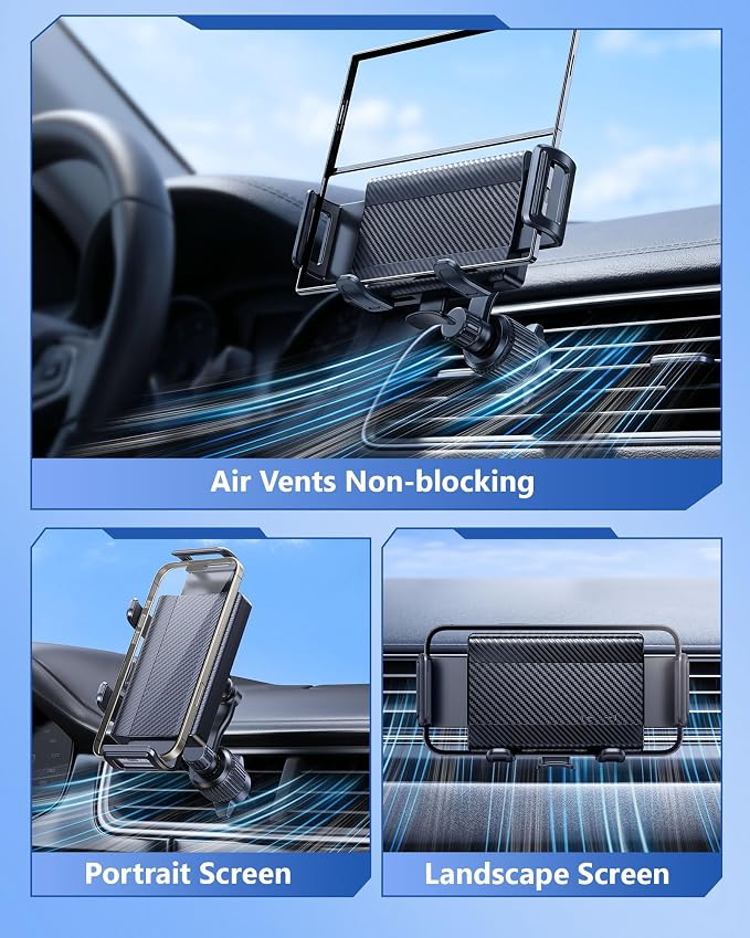 Z Fold 7 Car Mount, Car Vent Phone Holder for Foldable Phones | More Effortless & Secure Clamping, Convenient to Charge, Air Vent No Blockage, Compatible for Z Fold Pixel Fold iPhone