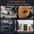 FIOTOK Car Trash Can with Lid, Mini Auto Garbage Can Leakproof Vehicle Trash Bin Fits Cup Holder in Console or Door for Automotive Car, Home, Office, Kitchen, Dinning Room 2 Packs