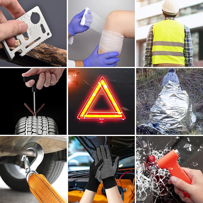 Roadside Emergency Car Kit for Vehicles 95 Pieces