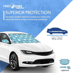 Vortex | Full-Coverage Car Windshield Cover for Ice and Snow, Standard Size (Snowy Lace) - Wiper Blade + Side Mirror Covers - Fit-Fast Straps, Security Panels + Storage Pouch - 59x41 Inches