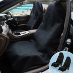 2PCS Terry Cloth seat Cover Universal Waterproof Car Sport Towel Seat Cushion Non-Slip Sweat-Absorbent Towel Cloth Suitable for Gym Workout, Universal Fit for Car SUV Van-Black