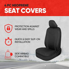 SpillGuard 2 Black Seat Covers for Cars & Seat Covers for Trucks - Neoprene Lining Waterproof Car Seat Covers Front Seats Only - SUV Seat Covers Protector - Forros para Asientos de Carro