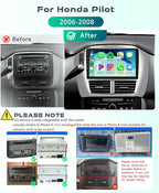 4G+64G Car Radio Stereo for Honda Pilot 2006 2007 2008 with Wireless CarPlay Android Auto, 9 Inch 1280 * 720P IPS Touch Screen Android 13 GPS WiFi Bluetooth 32-Band DSP SWC HD Camera