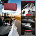 Car Trash Can, Universal Leather Cars Garbage Bin Organizer Holder with A Roll of Garbage Bag, Foldable Hanging Mini Automotive Storage Must Have Essentials Interior Accessories (Wine Red)
