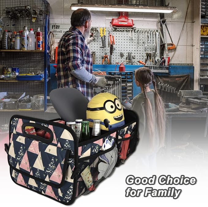 Trunk Organzier and Storage with Reinforced Handles,Car Accessories for Women/Men 50L Waterproof Polyester for Car/SUV/Minivan/Truck(Medium, Triangle)