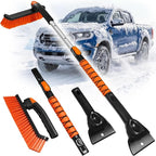 2-in-1 Upgrade 44" Extendable & Removable Snow Brush with Ice Scraper for Car Windshield, 360° Pivoting Brush Head, EVA Foam Grip for SUV, Trucks, Auto