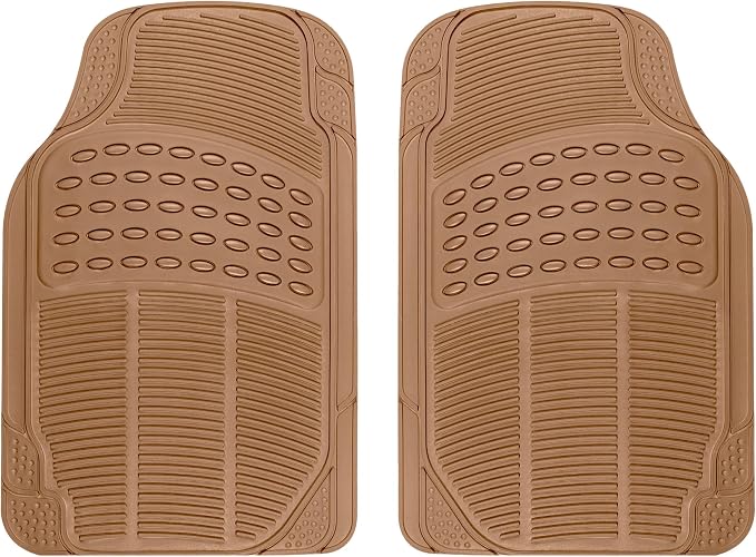 ProLiner Floor Mats for Cars Trucks SUV, 2-Piece All-Weather Car Mats with Universal Fit Design, Durable Car Floor Mats with Capture Ridges, Waterproof Rubber Floor Mats for Cars (Beige)