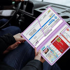 Car Registration and Insurance Card Holder, Vehicle License Document Glove Box Compartment Organizer, Interior Car Accessories for Women Men (Purple)