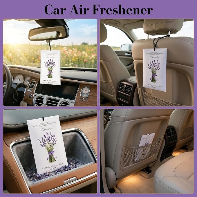 12 Pack Lavender Scented Sachets | Odor Eliminator & Air Freshener for Drawer, Closet, Car, Shoes, Gym Bag, Suitcase | Home Fragrance Gift Set
