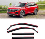 in-Channel Rain Guards for Volkswagen (VW) Atlas 2018-2026, Window Visor Shields Vent Deflector Shade Wind Dark Smoke 2019 2020 2021 2022 2023 2024 2025 18 19 20 21 22 23, Tape-On Inside-Mount, 4PCS