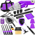 20PCS Car Cleaning Kit, Car Interior Detailing Kit with Purple High Power Handheld Vacuum, Detailing Brush Set, Windshield Cleaner, Cleaning Gel, Complete Auto Accessories for Women