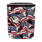 American Flag Eagle Print Car Trash Can with Lid, 4th of July Leak Proof Auto Trash Bag Hanging Vehicle Garbage Can Multipurpose Storage Container for Back Seat Road Trip