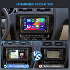4G+64G Android Car Stereo for VW Passat Golf MK5 MK6 Jetta T5 EOS Polo Touran Seat Sharan Wireless Carplay Android Auto, 7'' Touchscreen Car Radio with GPS Bluetooth 5G-WiFi FM 32EQ DSP Rear Camera