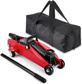 2 Ton Low Profile Hydraulic Floor Jack, Reinforced Steel Trolley Jack with 360° Swivel Casters, Safety Valve & Oxford Storage Bag for Car SUV Truck 4x4